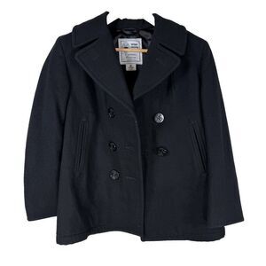 Vintage U.S. Navy Military Black Peacoat Womens 8S Wool Sterlingwear Of Boston